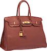 Hermes 35cm Sienne Togo Leather Birkin Bag with Gold Hardware Excellent Condition 14" Width x 10" Height x 7" Depth