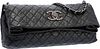 Chanel Black Quilted Distressed Leather Shoulder Bag with Gunmetal Hardware Excellent to Pristine Condition 13.5" Width x 6.5" Height x 3.5" Depth