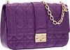 Christian Dior Purple Cannage Leather Miss Dior Bag with Gold Hardware Excellent Condition 10" Width x 7" Height x 2.5" Depth