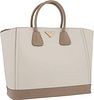 Prada Talco & Visone Gray Saffiano Leather Tote Bag with Gold Hardware Excellent Condition 14" Width x 12" Height x 6" Depth