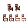 (6) Set of 6 Cromwellian Style Leather Dining Chairs