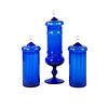 Group of 3 Empoli Cobalt Blue Glass Apothecary Jars