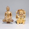 Two Antique Sino-Tibetan Gilt Wood Figures