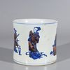 Chinese Red, White, and Blue Porcelain Brush Washer