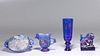 Group of Four Chinese Blue Glass Objects