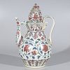 Chinese Red, Blue and White Procelain Teapot