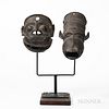 Two Indonesian Brass Heads