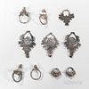 Ten Timor Silver Rings and Earrings