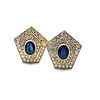 Diamonds & Sapphires 18k Gold Clip Earrings