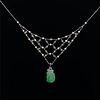 Platinum, Jade, Micro Pearls & Diamonds Necklace