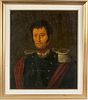 French Early 19th Century Chausseur Officer's Oil Portrait 