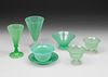Steuben Misc Green Glass Lot 7 Pieces