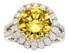 Irradiated Yellow Diamond, Diamond, White Gold Ring