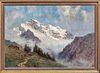 SWISS ALPS MOUNTAIN LANDSCAPE OIL PAINTING
