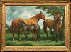 HORSES IN A LANDSCAPE OIL PAINTING