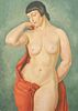 PORTRAIT OF A NUDE WOMAN OIL PAINTING
