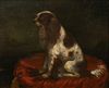 PORTRAIT OF A KING CHARLES SPANIEL DOG OIL PAINTING
