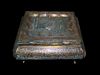 LARGE MAMLUK REVIVAL SILVER INLAID FOOTED BOX DECORATED WITH BANDS OF CALLIGRAPHY