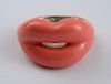 SILVER AND CORAL ENAMEL HOT LIPS RING, BY SOLANGE AZAGURY-PARTRIDGE