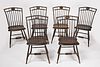 Set of Six Painted Birdcage Windsor Chairs