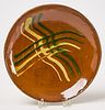 Redware Plate with Green and Yellow Slip
