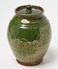 Green Redware Jar with Lid
