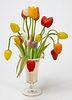 Clear Pittsburgh Vase with 20 German Glass  Tulips
