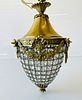 Antique style Pendant Light in Solid Brass & Glass