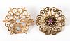 A Pair of Gold Brooches