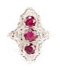 A Ruby and Diamond Filigree Ring