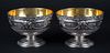Pair Neoclassical style silver-plated caviar bowls