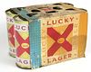 1960 Lucky Lager Beer Six Pack 11oz With 92-29 Flat Top Cans, Azusa, California