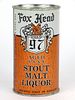 1959 Fox Head Stout Malt Liquor 12oz 66-19v, Flat Top, Waukesha, Wisconsin