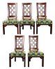 James Mont Asian Modern Walnut Dining Chairs, 5