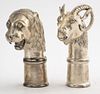 Indian Silver-Plate Ram & Lion Figural Boxes, 2