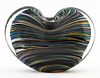Caleb Siemon Hand-Blown Striped Heart Bud Vase