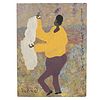 Black Joe Jackson Folk Art Acrylic Painting "Da Bag"