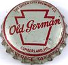 1956 Old German Beer ~PA Tax Cork Backed crown Cumberland, Maryland