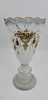 Victorian Glass Clam Broth Gilt Floral Fan Vase with