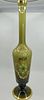 Large Overlay Green Glass Vase With Gold Enamel Accents