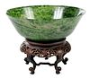 Chinese Spinach Green Jade or Hardstone Bowl