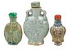 Three Chinese Glazed Ceramic Snuff Bottles