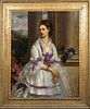Portrait Of An English Lady in A White Dress Oil