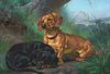 Portrait Of Two Dachshunds Oil Painting
