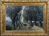Parisian Street Scene People & Carriages Oil Painting