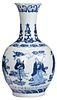 Chinese Blue and White 'Immortals' Bottle Vase