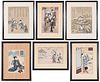 Group of Six Framed Asian Works on Paper