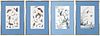 Four Framed Asian Paintings on Rice Paper