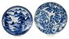 Two Japanese Underglaze Blue Chargers
