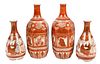 Four Japanese Kutani Bottle Vases